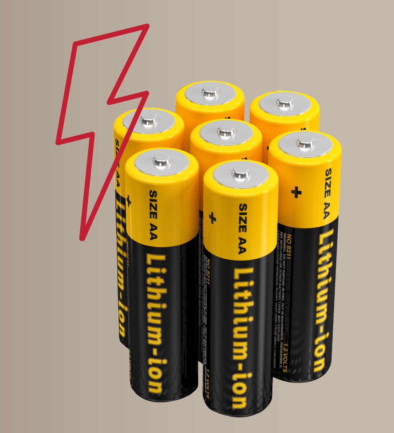 AA Li-ion batteries with a lightning bolt icon