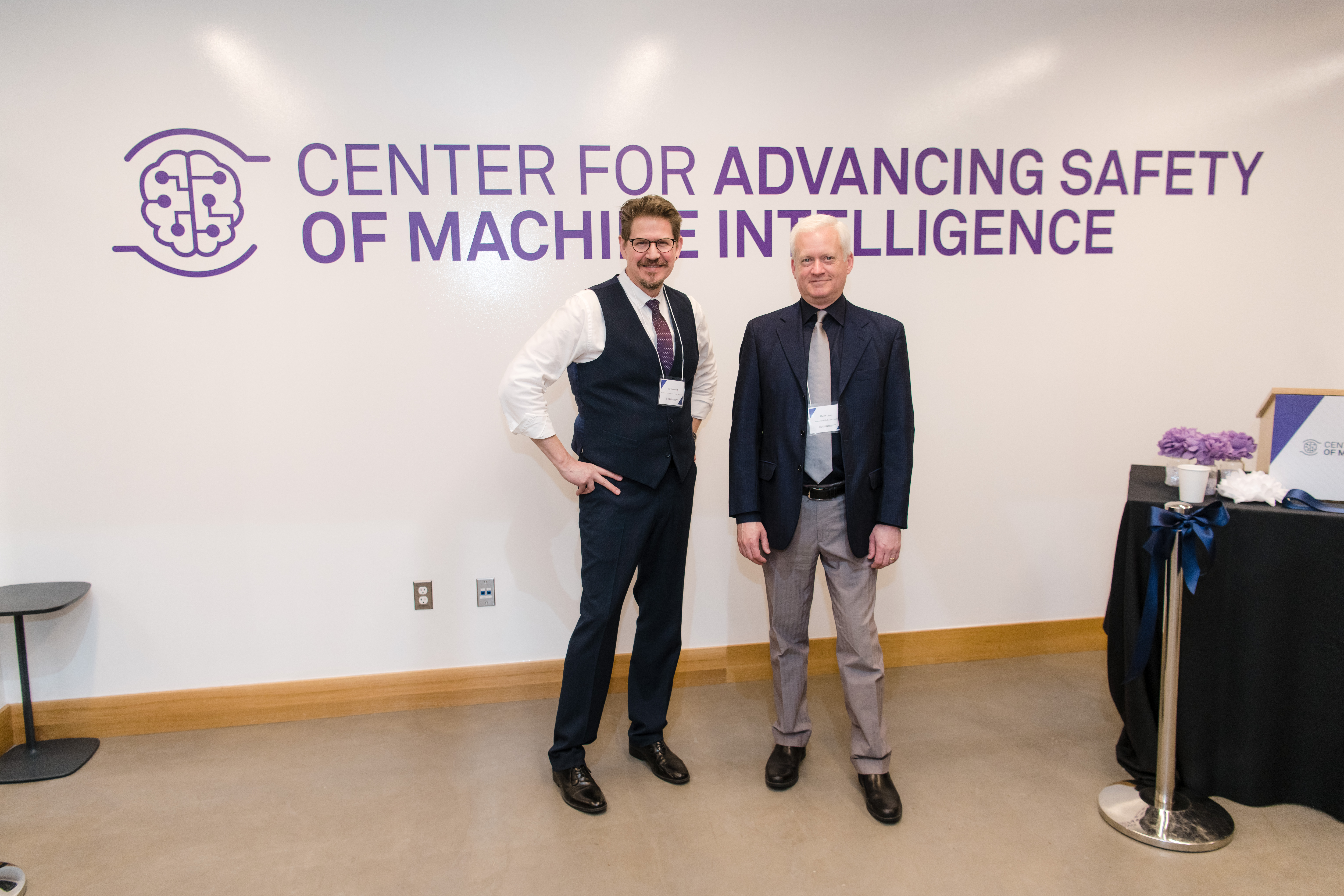 Center for Advancing Safety of Machine Intelligence (CASMI) Director Kristian Hammond and UL Research Institutes Chief Research Officer Chris Cramer at the CASMI launch event in April 2022. CASMI was recently named to the top 100 finalists for the Chicago Innovation Awards.”