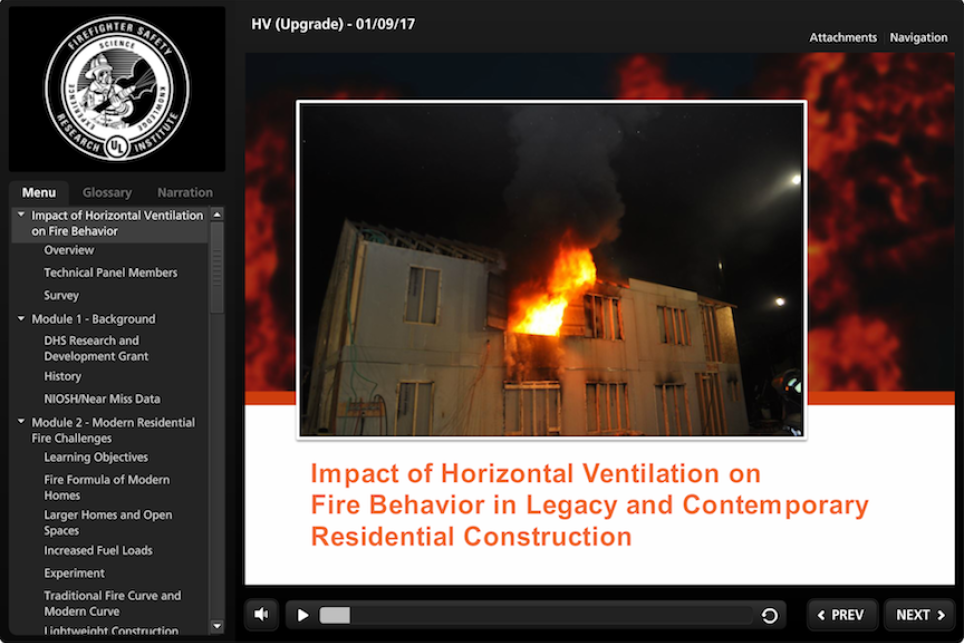 online course cover featuring an image of a building on fire and flames coming out of the side