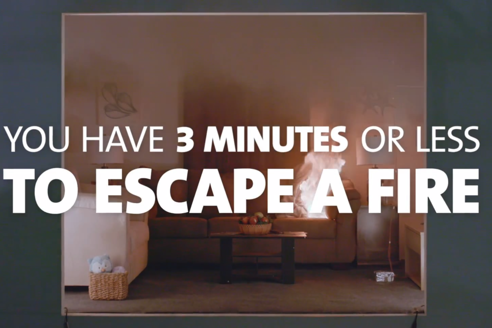 You have 3 minutes or less to escape a fire