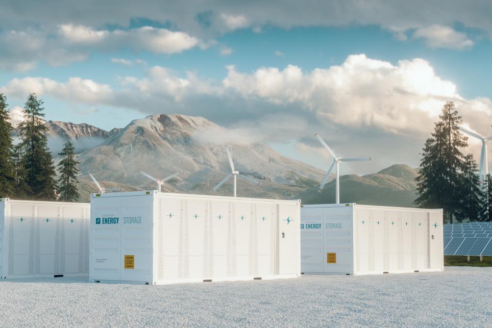 Energy storage in front of natural backdrop