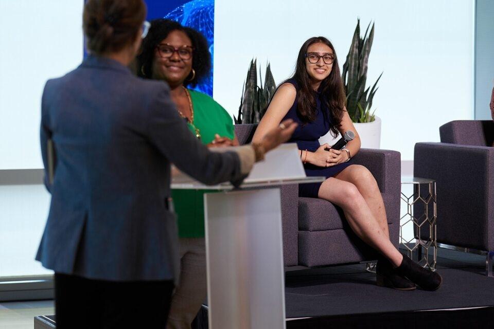 Chanda Jefferson and Prisha Shroff speaking