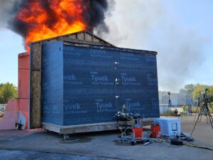 Experimental setup for measurement of wildfire-induced water system contamination.
